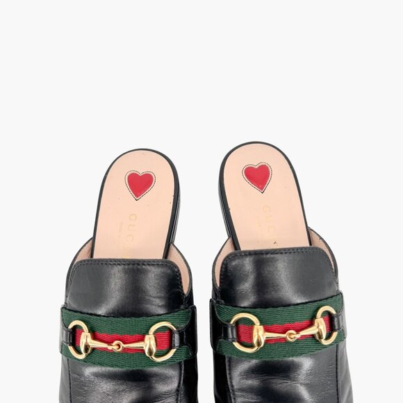 Gucci Princetown Web Stripe Horsebit Loafer Mule Size 36 US 6 Black Leather Flat - Picture 5 of 14